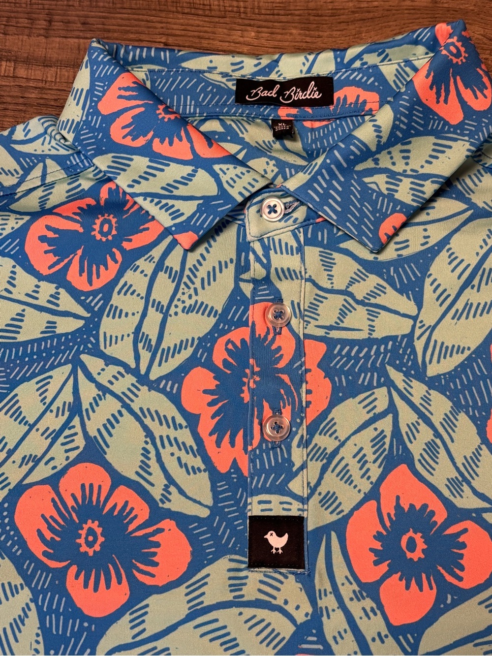 Bad Birdie Tropical Leaf Golf Polo Shirt Mens XL Floral EUC